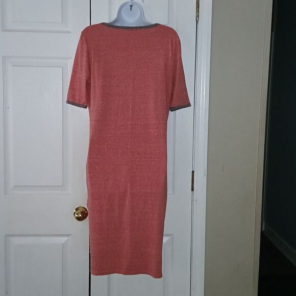 Lularoe  red gray Julia Raglan style dress  Sz L - Picture 4 of 5